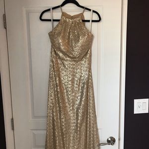 Sequin Bill Levkoff Gown in Champagne